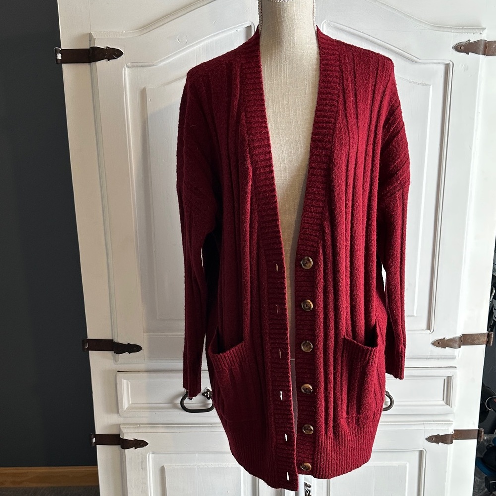 Torrid Deep Red Button-Up Cardigan